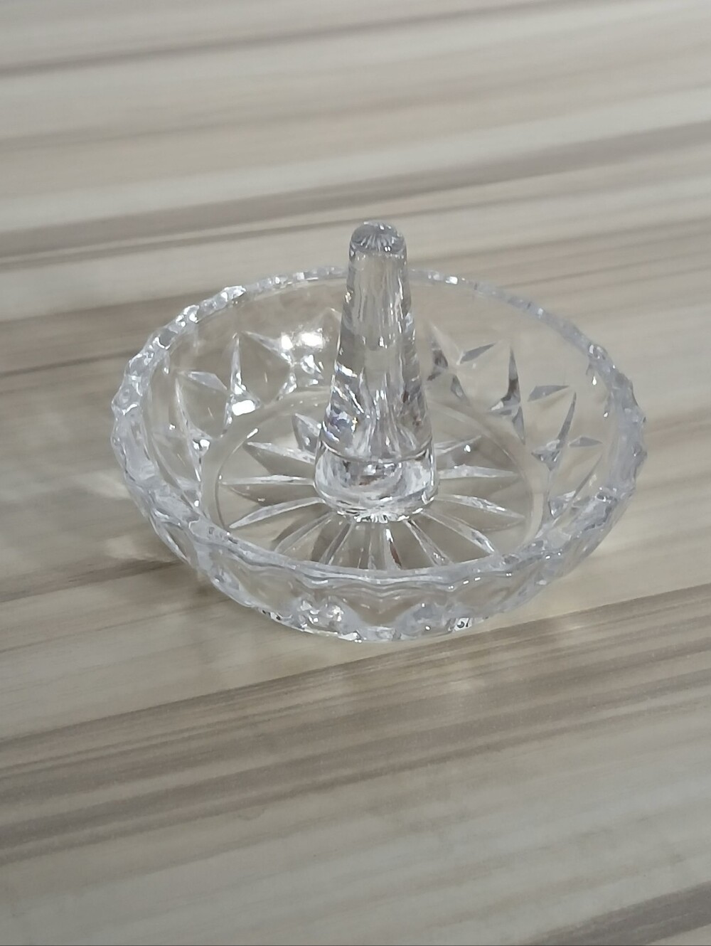 Vintage Clear Glass Ring Holder Jewellery Dish